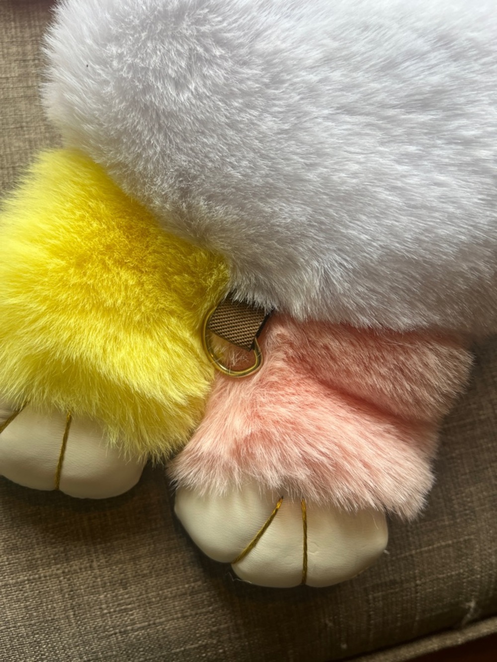 Fuzzy Multicolored Rabbit Plush Purse Kawaii Anime Cosplay Con NWT - Picture 6 of 8